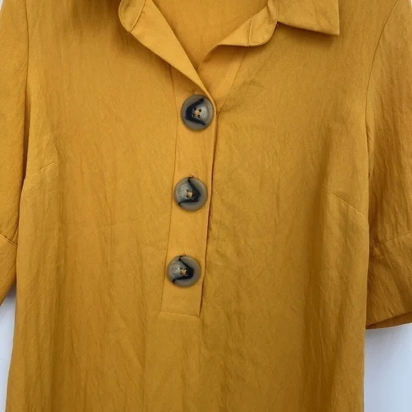 Lily Black Mustard Tunic Blouse Dress Oversized Buttons Women’s Size Small - Picture 5 of 13